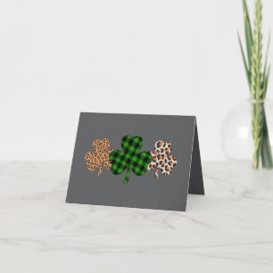 St Patricks Day Lucky Irish Green Plaid Shamrock Card