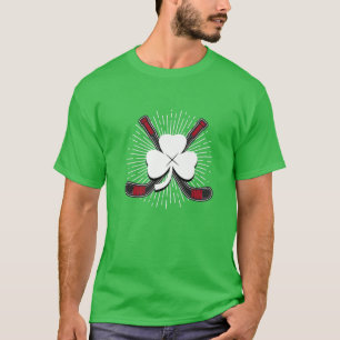 St Patricks Day Lucky Irish Hockey Shamrock Clover T-Shirt