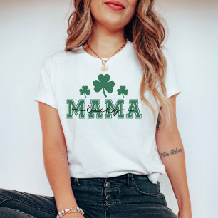 St. Patricks Day Lucky Mama with Green Clovers T-Shirt