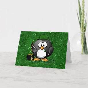 St. Patrick's Day Lucky Penguin with Pot Of Gold Card
