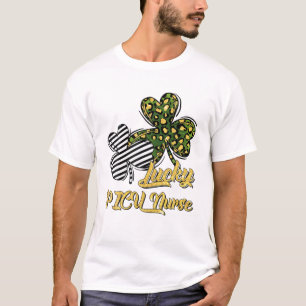 St Patrick's Day Lucky Picu Nurse Clover Shamrock T-Shirt