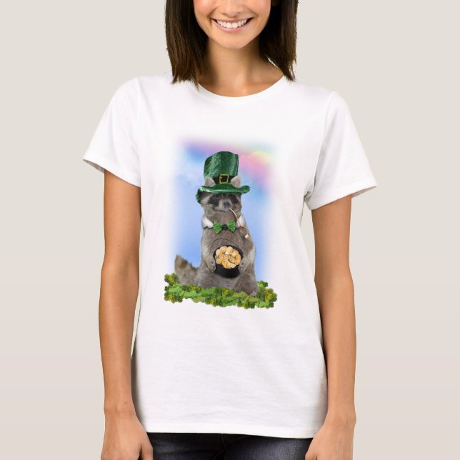 St Patrick's Day - Lucky Racoon T-Shirt (Front)