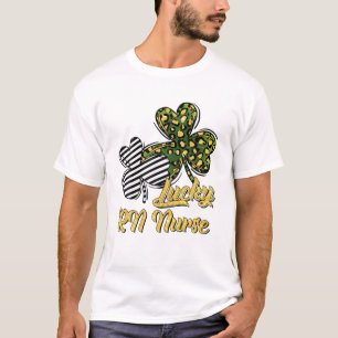 St Patrick's Day Lucky RN Nurse Clover Shamrock T-Shirt