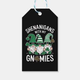 St Patricks Day Lucky Shamrock Leopard Gnomes Gift Tags