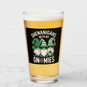St Patricks Day Lucky Shamrock Leopard Gnomes  Glass
