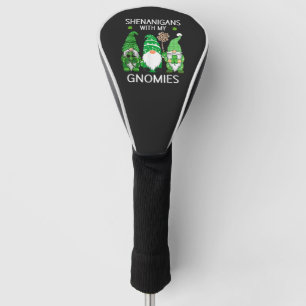 St Patricks Day Lucky Shamrock Leopard Gnomes  Golf Head Cover