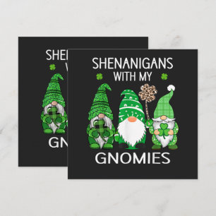St Patricks Day Lucky Shamrock Leopard Gnomes Invitation