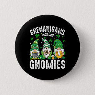 St Patricks Day Lucky Shamrock Leopard Gnomes Iris 6 Cm Round Badge