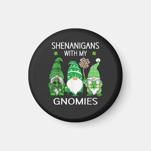 St Patricks Day Lucky Shamrock Leopard Gnomes  Magnet (Front)