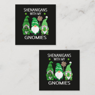 St Patricks Day Lucky Shamrock Leopard Square Business Card