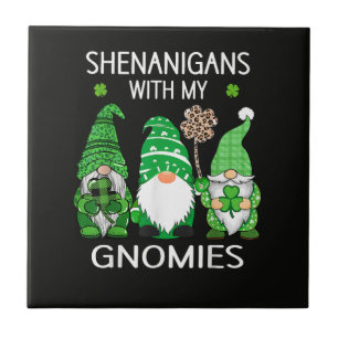 St Patricks Day Lucky Shamrock Leopard Tile