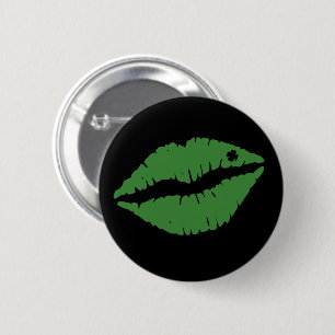 St Patrick's Day Lucky Shamrock Lips Irish 6 Cm Round Badge