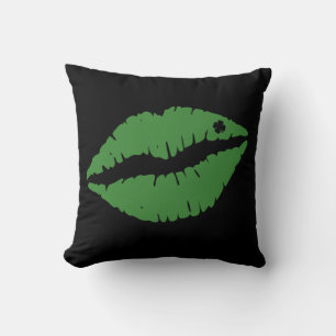 St Patrick's Day Lucky Shamrock Lips Irish Cushion
