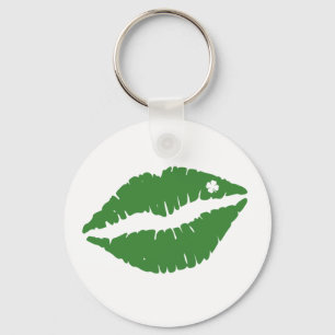 St Patrick's Day Lucky Shamrock Lips Irish Key Ring