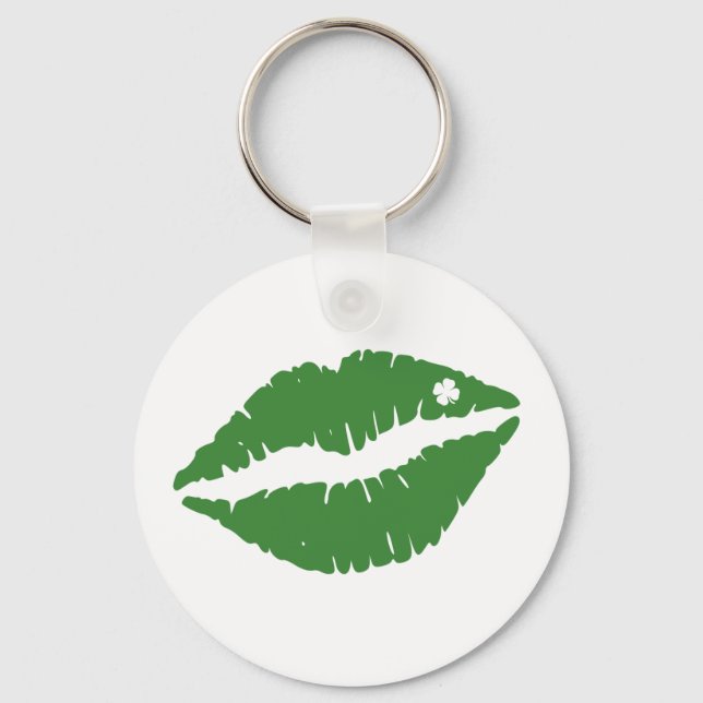 St Patrick's Day Lucky Shamrock Lips Irish Key Ring (Front)
