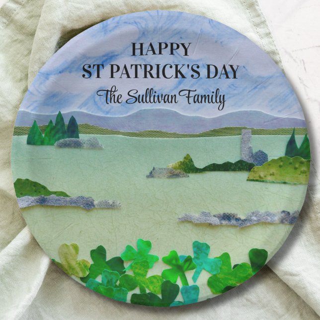 St Patrick's Day Lucky Shamrock Personalised Paper Plate (Creator Uploaded)