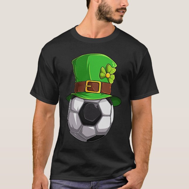 St Patrick's Day Lucky Soccer Ball With Leprechaun T-Shirt (Front)