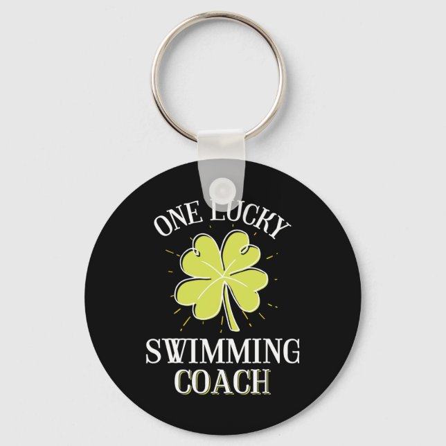 St Patricks Day Lucky Swimming Coach  Key Ring (Front)
