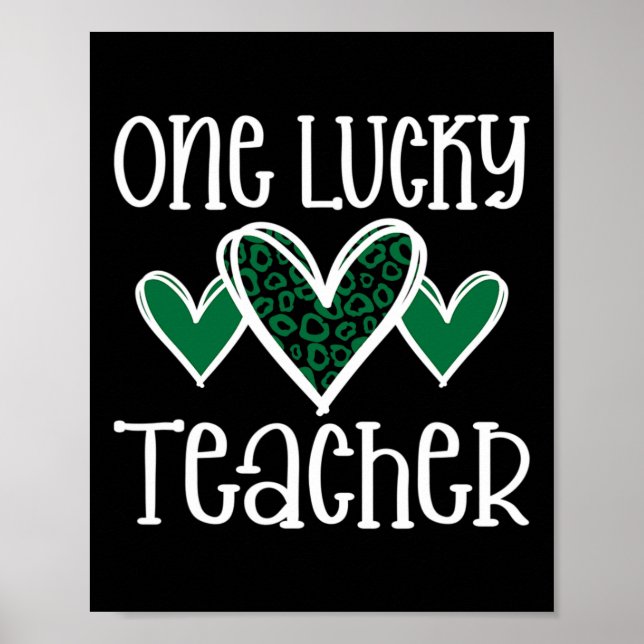 St. Patricks Day Lucky Teacher Leopard Print Heart (Front)