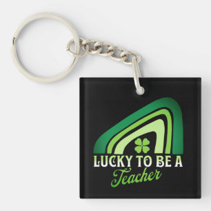 St Patricks Day - Lucky to be a Teacher Rainbow Key Ring