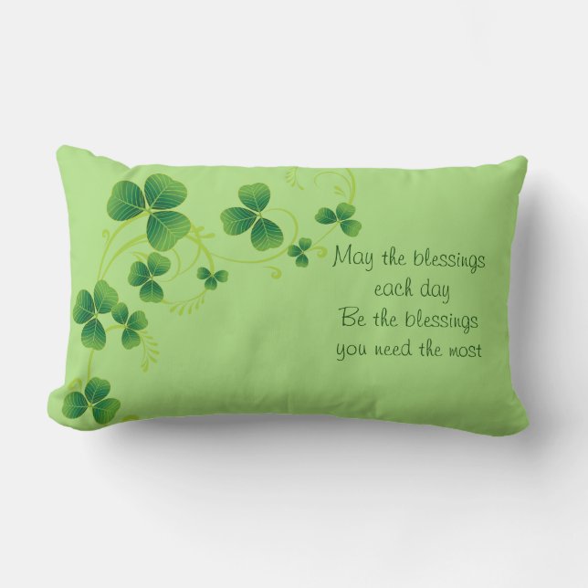 St. Patrick's Day Lumbar Pillow-May The Blessings Cushion (Front)