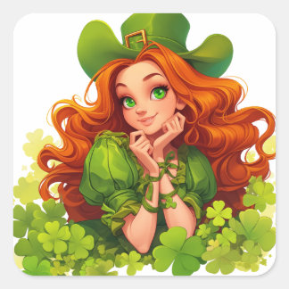 St. Patrick's Day Maiden Square Sticker