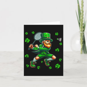 St. Patrick's Day Man Playing Badminton Player Tea Card