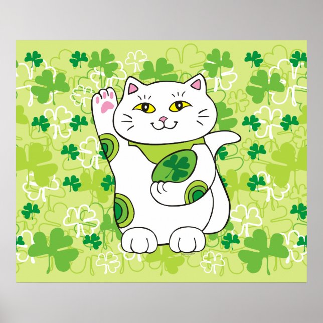 St. Patrick's Day Maneki Neko (Lucky Cat) Poster (Front)