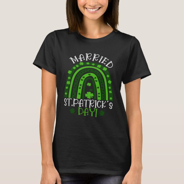 St patricks day married wedding with rainbow T-Shirt (Front)