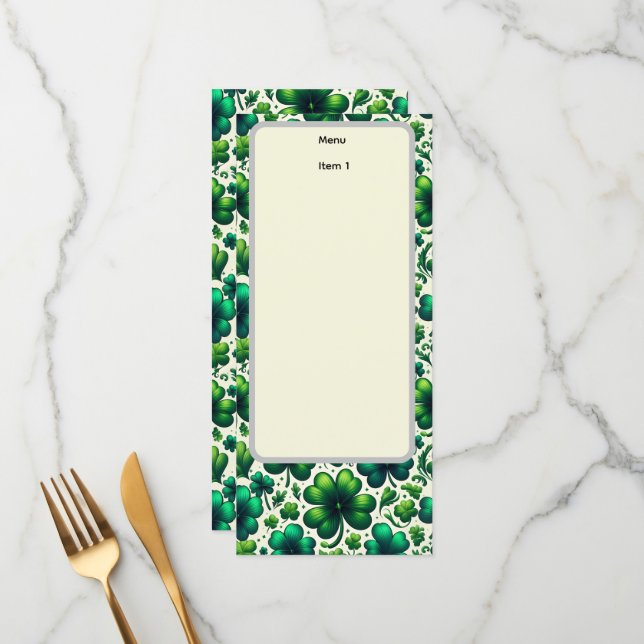 St patricks day menu (Front/Back In Situ)