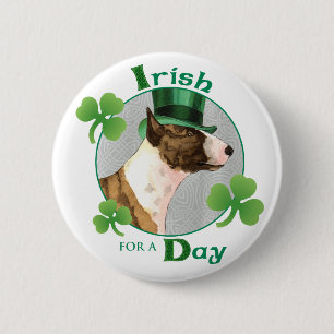 St. Patrick's Day Mini Bull Terrier 6 Cm Round Badge