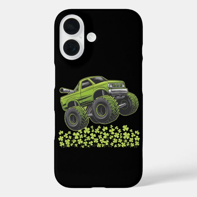 St Patrick's Day Monster Truck Lucky Shamrock Case-Mate iPhone Case (Back)
