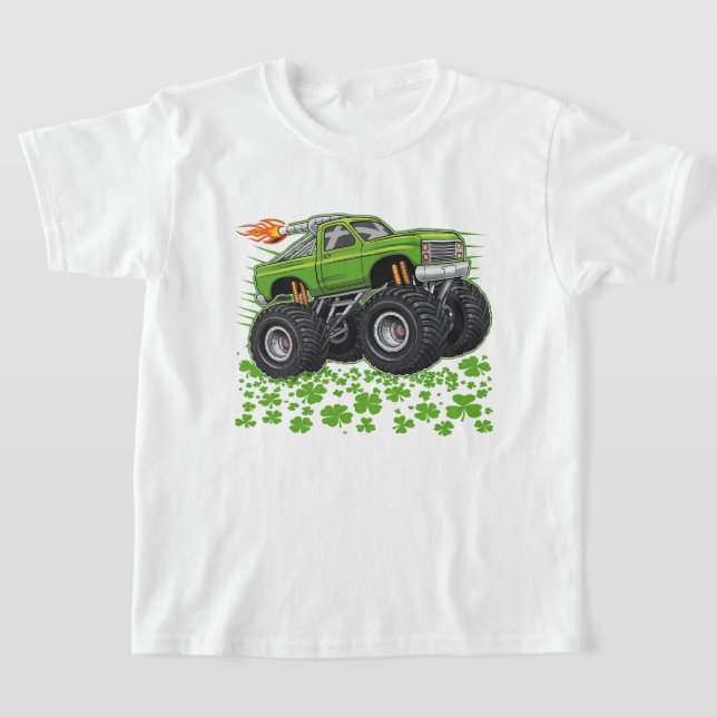 St Patrick's day monster truck shamrock for boys T-Shirt (Laydown)