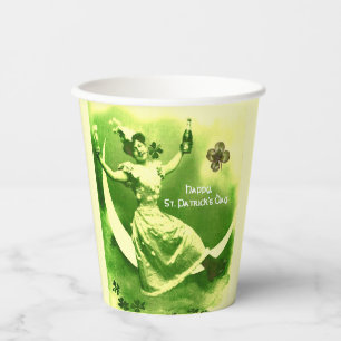 ST PATRICK'S DAY MOON LADY,IRISH BEER ,SHAMROCKS  PAPER CUPS