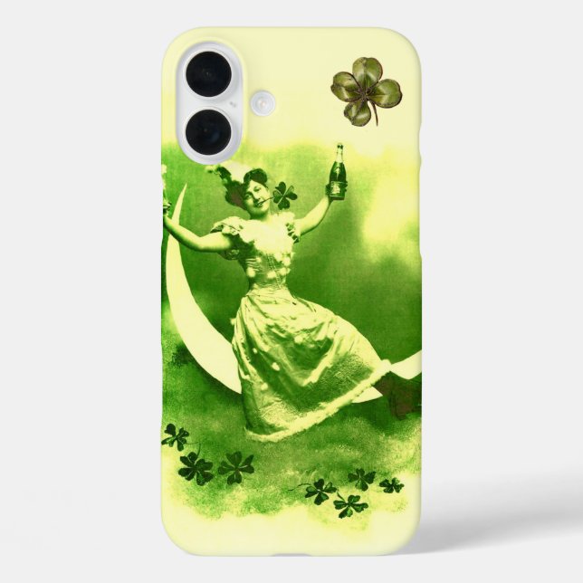 ST PATRICK'S  DAY MOON LADY WITH SHAMROCKS Case-Mate iPhone CASE (Back)