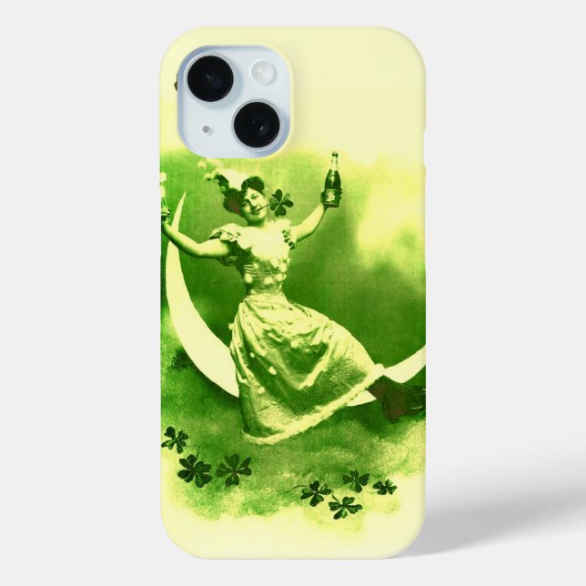 ST PATRICK'S  DAY MOON LADY WITH SHAMROCKS Case-Mate iPhone CASE (Back)