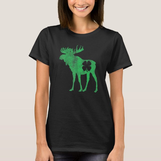 St Patrick's Day Moose Irish Shamrock Saint Paddy' T-Shirt (Front)