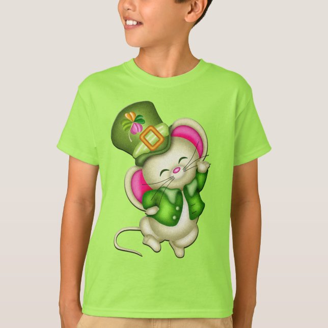 St. Patrick's Day Mouse Boys Green T shirt (Front)