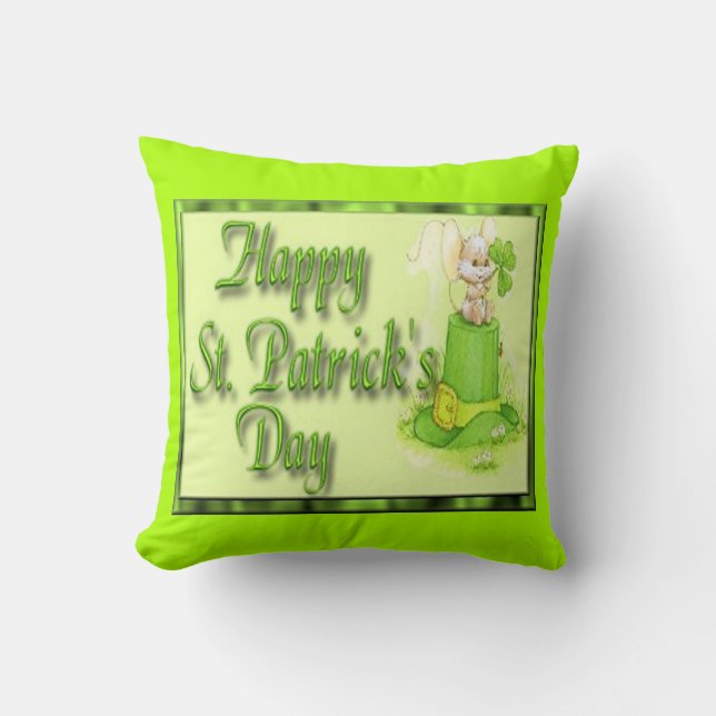 St Patricks Day Mouse Hat Clover Cushion (Front)