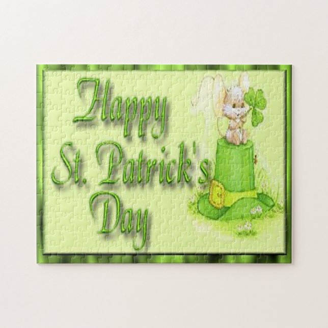 St Patricks Day Mouse Hat Clover Jigsaw Puzzle (Horizontal)