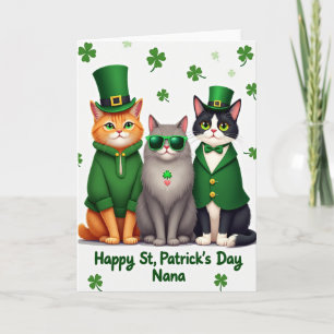 St Patricks Day Nana Cat Card