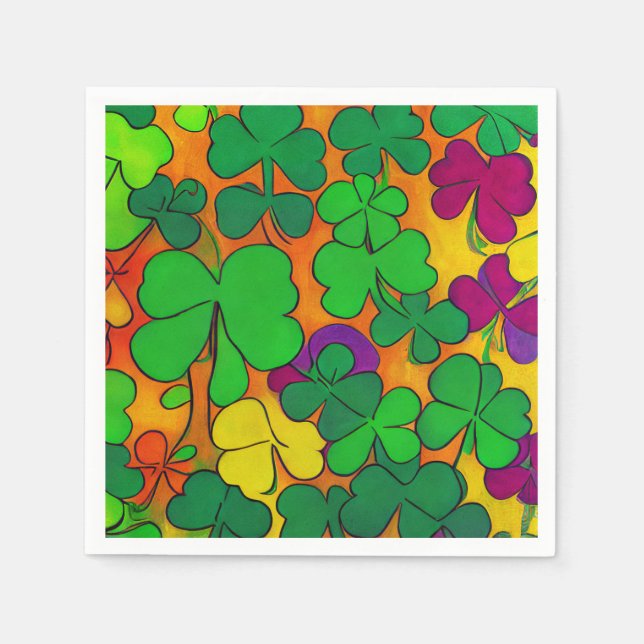 St. Patrick's Day Napkins with shamrocks (Front)