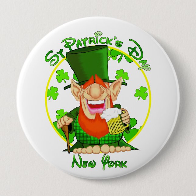St Patrick's Day  New York 10 Cm Round Badge (Front)