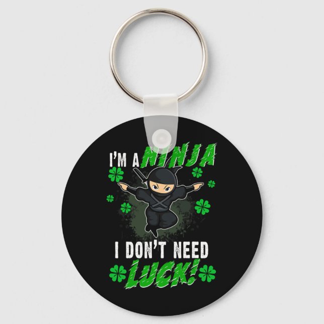 St. Patrick's Day Ninja Luck Green Kids Gift Clove Key Ring (Front)