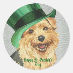 St. Patrick's Day Norfolk Terrier Classic Round St Sticker