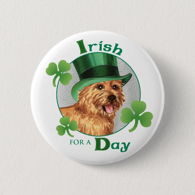St. Patrick's Day Norwich Terrier 6 Cm Round Badge (Front)
