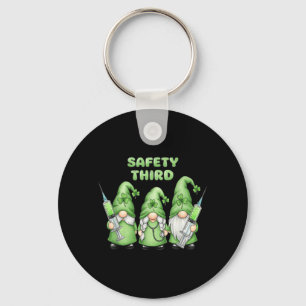 St Patricks Day Nurse Gnomes Safety Third Medical Key Ring