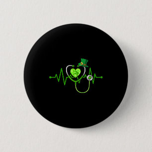 St patricks day nurse heartbeat saint pattys scrub 6 cm round badge