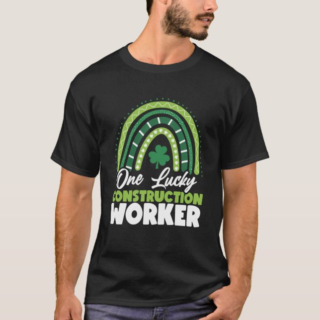 St Patricks Day One Lucky Construction Worker T-Shirt (Front)