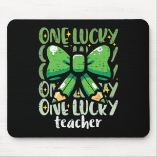 St Patricks Day One Lucky Teacher Bow Saint Pattys Mouse Pad